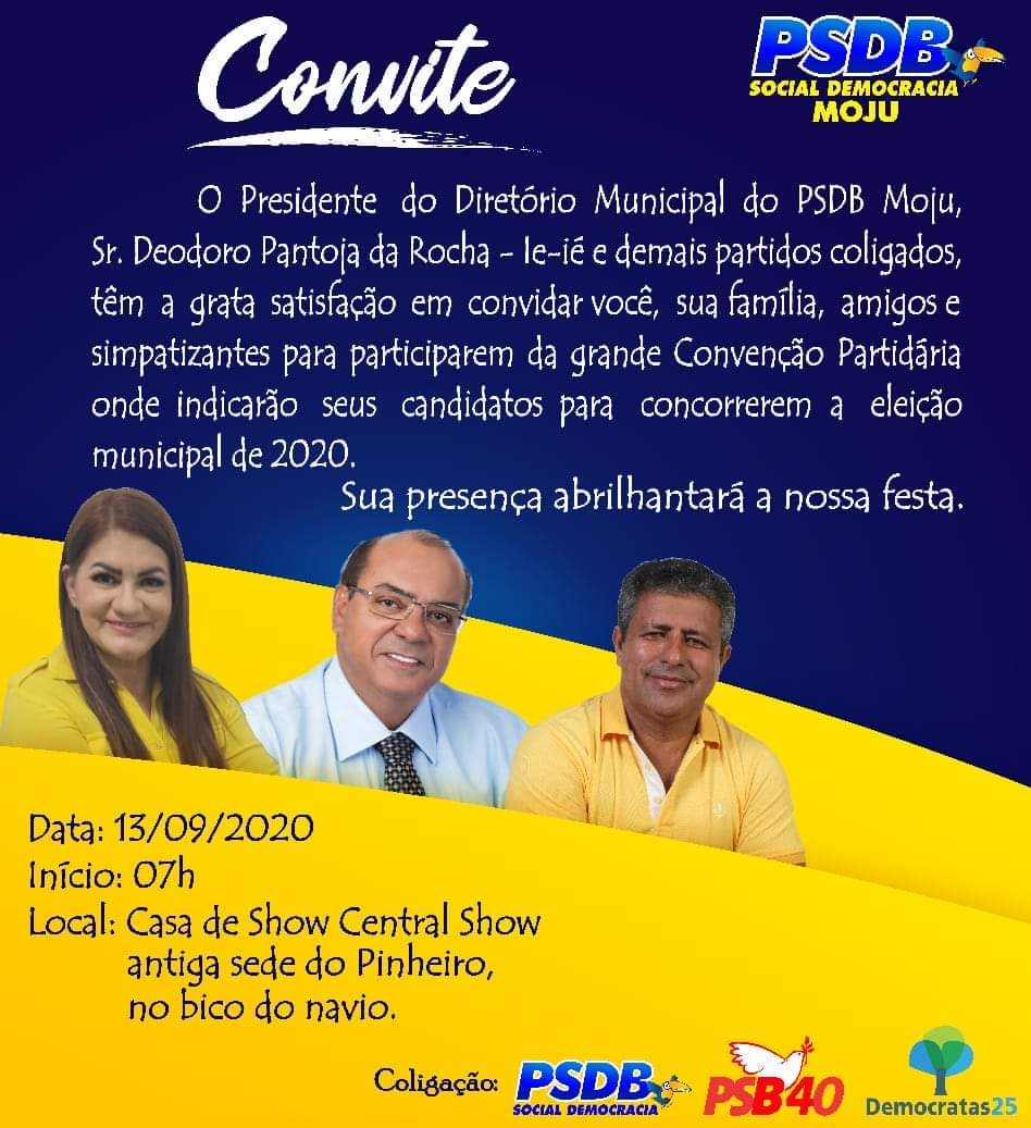 Eleições 2020: PSDB Moju anuncia data de sua convenção