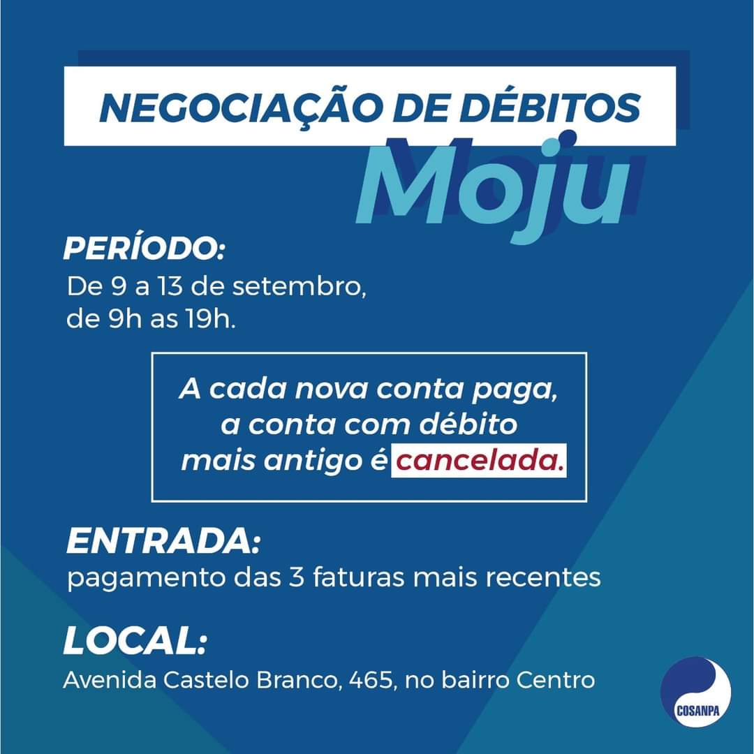 Cosanpa começa a negociar débitos em Moju nesta quarta (08)
