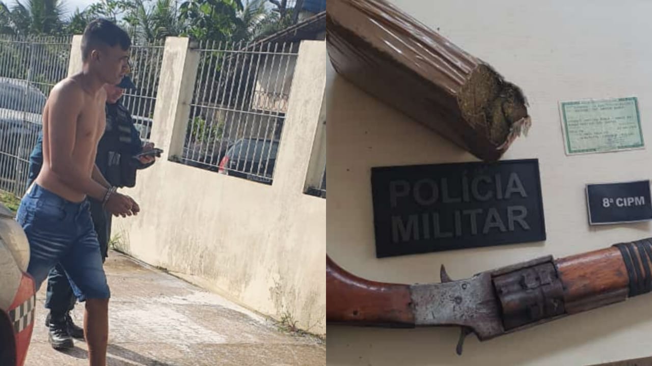 ‘Seu Ney’ é pego com 1 kg de maconha e uma arma caseira no KM 50, em Moju