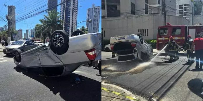 Carro-avanca-sinal-e-atingido-por-outro-automovel-e-capota-no-bairro-do-Reduto-em-Belem (1)