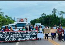 Protesto de comunidades quilombolas bloqueia Alça Viária no KM 24