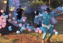 Chá revelação inusitado com ‘bebê’ azul saindo de caminhão viraliza na web