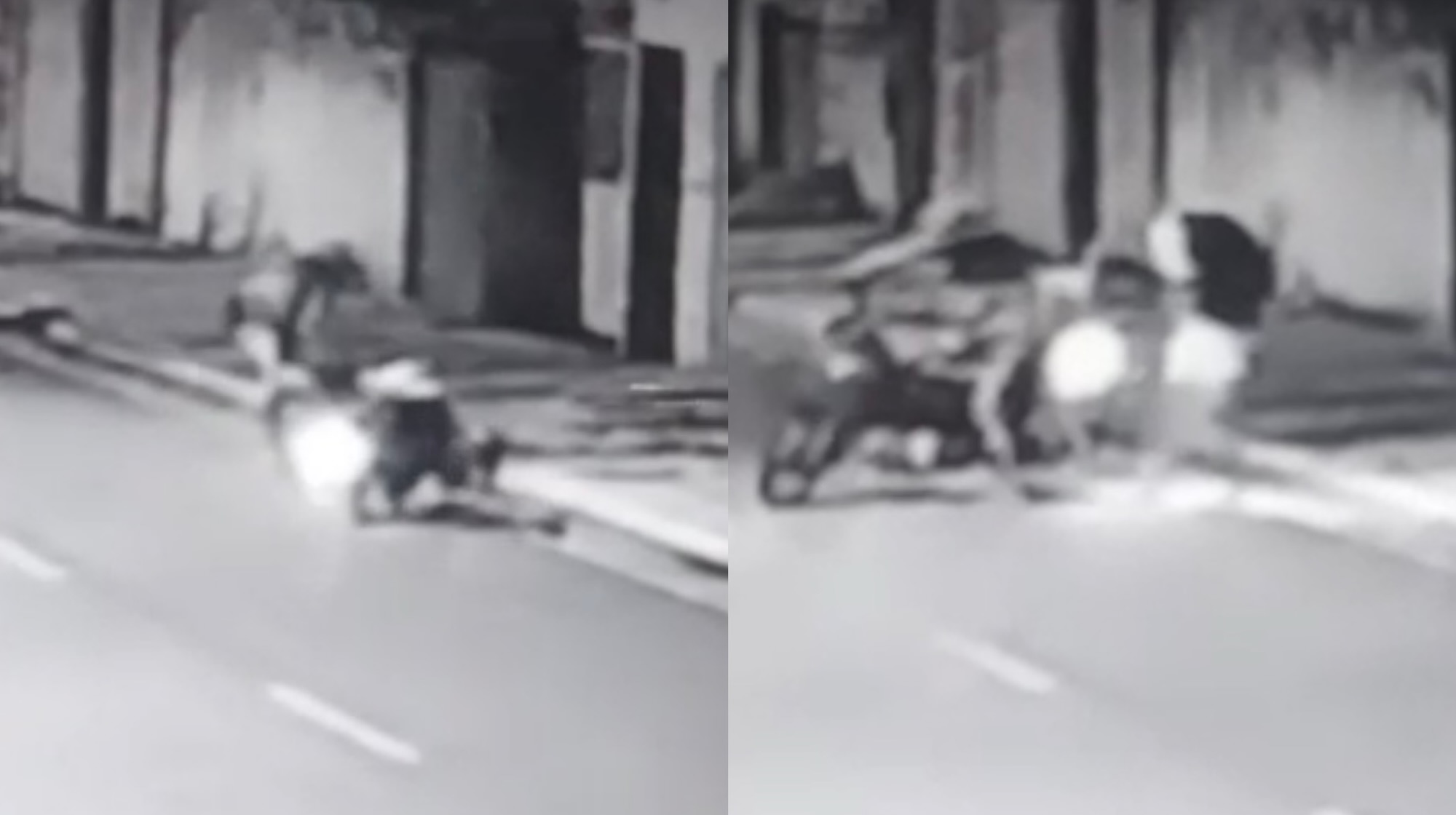 Câmeras de segurança flagram mais um caso de jovens dando o grau e caindo em via pública de Moju