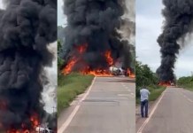 URGENTE | Caminhão-tanque explode e interdita PA-475, em Moju