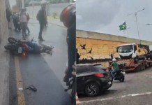 Motociclista morre em acidente grave com caminhão no viaduto da Mário Covas, em Ananindeua