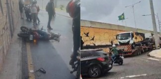 Motociclista morre em acidente grave com caminhão no viaduto da Mário Covas, em Ananindeua