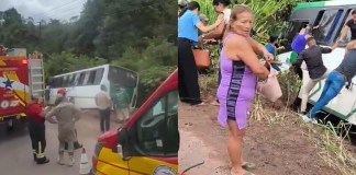 Ônibus tomba na PA-252 entre Moju e Abaetetuba