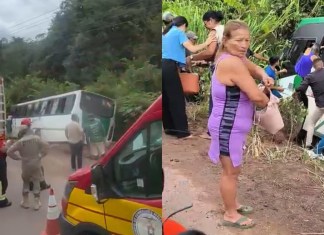 Ônibus tomba na PA-252 entre Moju e Abaetetuba