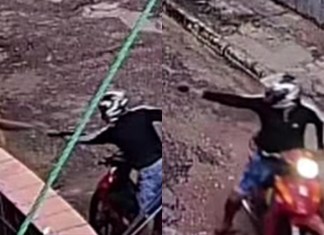 Assaltante armado é flagrado por câmeras de segurança no bairro do Jurunas, em Belém