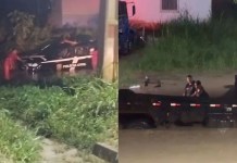 Viatura da Polícia Civil cai em canal durante cumprimento de prisão no Pará