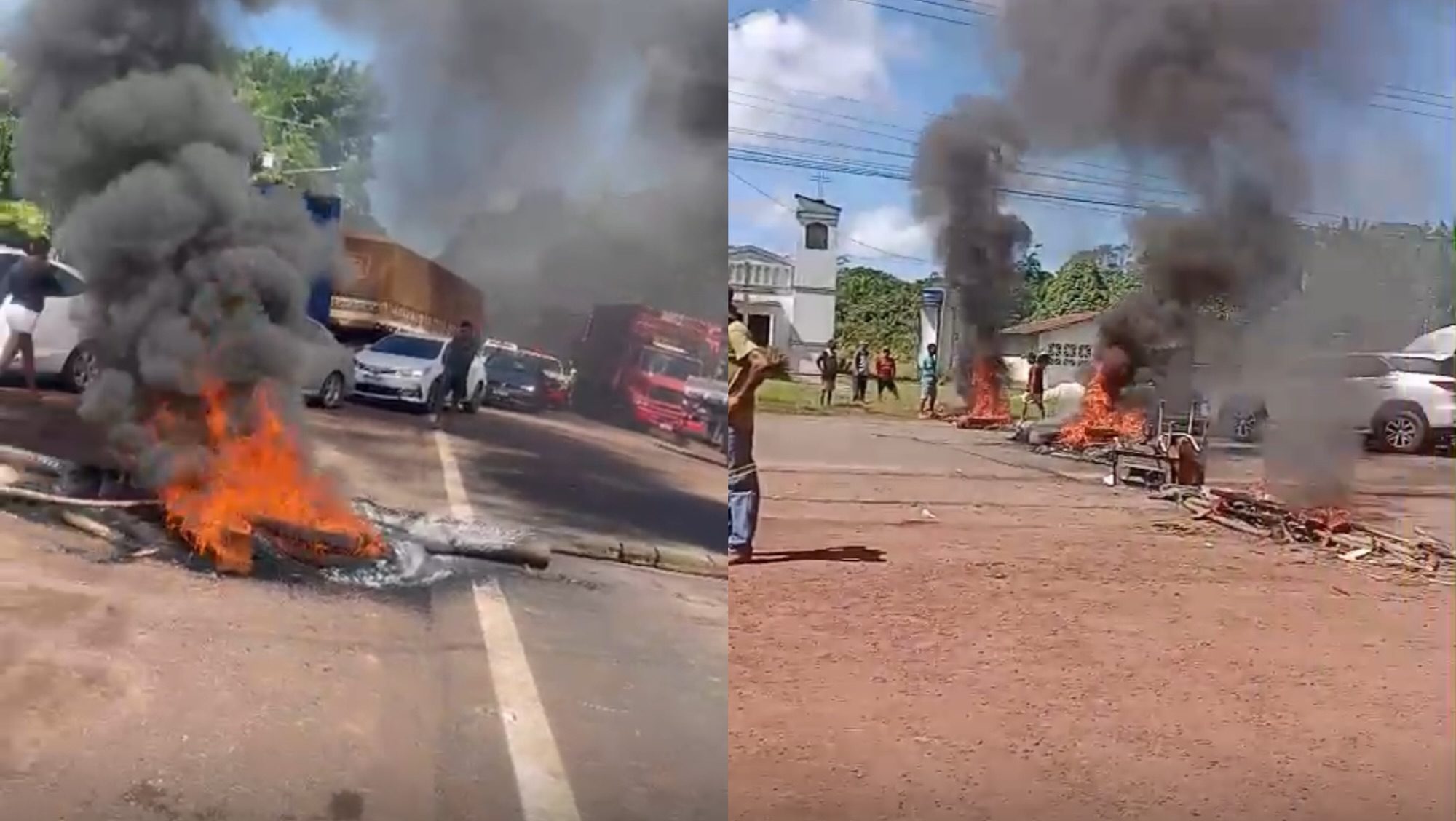 URGENTE: Moradores do Arienga interditam a PA-151 em Barcarena após quatro dias sem energia elétrica