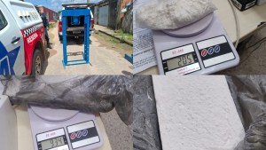 PM apreende mais de 1 kg de cocaína, máquina de prensar e prende casal suspeito de tráfico em Moju