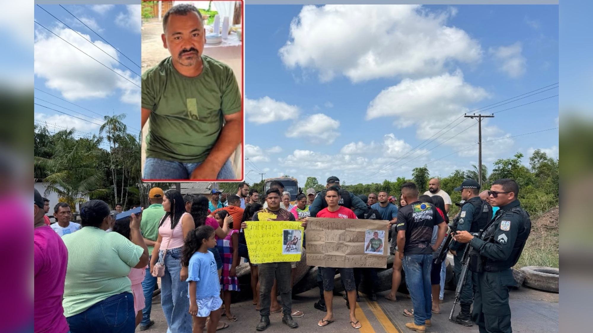 Moradores realizam protesto na PA-252 após desaparecimento de homem no Ateuazinho, na zona rural de Moju